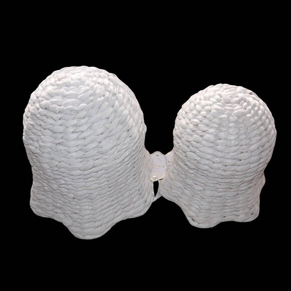 2 White Wicker Nesting Ghosts 11” & 9” Halloween BOO Ghost Set Duo NEW - Picture 8 of 10